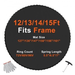 Replacement Trampoline Mat Fits 15ft Frame 96 V-Rings 7" Spring Length