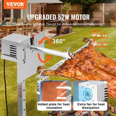 56 "Elektrisk BBQ Rotisserie Grill Kit Rustfrit stål Grill 132