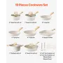 19 Piece Pots and Pans Set Nonstick, Granite Cookware Set, Induction Cookwares, Kitchen RV Cooking Sets with Frying, Sauce, Saut