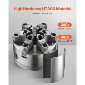 6 in 6-Jaw Self-Centering Lathe Chuck with D1-4 Cam Lock Backing Plate