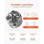 4-Jaw Lathe Chuck, 3 Inch (80 mm), 4-Jaw Chuck, 0.1-3.15 in (5-80 mm) Clamping Range with T-key Fixing Screws Reversible Jaws, H