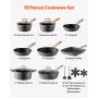19 stykker gryder og pander sætter granit nonstick