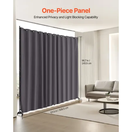 Room divider bærbar panel rumdelere med hjul privatlivsskærm grå