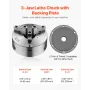 3-Jaw Lathe Chuck, 8 Inch (200 mm), Self-Centering Chuck with 2 1/4 in-8 Threaded Backing Plate, 0.16-7.87 in (4-200 mm) Clampin