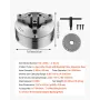 3-Jaw Lathe Chuck, 8 Inch (200 mm), Self-Centering Chuck with 2 1/4 in-8 Threaded Backing Plate, 0.16-7.87 in (4-200 mm) Clampin