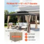 Gazebo Privacy Curtain 12 'X 10' X 6,7 'Vandtæt lysthusgardiner