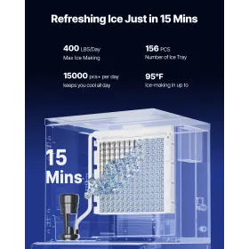 400 Lbs/Day Commercial Ice Maker 180 Lbs Storage Bin Auto Ice Dispensing