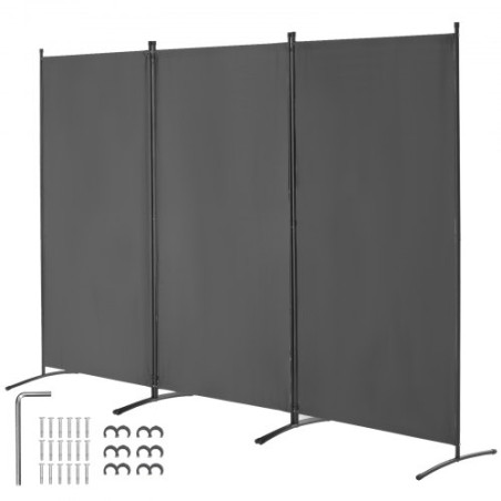 Room Divider 3 Panels Fabric Room Privacy Screen for Office Bedroom Grey