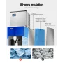 Commercial Ice Maker, 300 Lbs/Day Ice Maker Machine, 180 Lbs Large Ice Storage Bin with 20 Lbs/Min Automatic Ice Dispensing, Sel