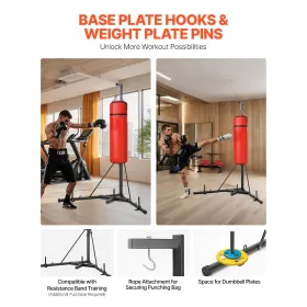 Punching Bag Stand, Steel Heavy Duty Workout Training Equipment, Adjustable Height Boxing Punching Stand with Weighted Base, Hol