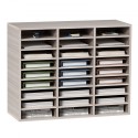 Wood Literature Organizer File Sorter Paper Storage Holder 27 Slots Gray