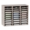 Wood Literature Organizer File Sorter Paper Storage Holder 27 Slots Gray