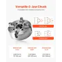 4-Jaw Lathe Chuck, 10 in (250 mm), Lathe Chuck, 0.6-9.84 in (15-250 mm) Clamping Range with T-key Fixing Screws Reversible Jaws,