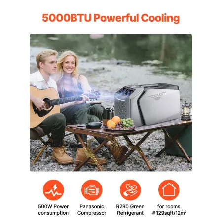 Bærbart klimaanlæg 5000BTU -telt Aircondition AC/DC til camping