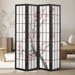 Room Divider Japanese Room Screen Divider 4 Panel for Room Separation