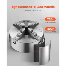 8 in 4-Jaw Self-Centering Lathe Chuck 1 1/2 in-8 Threaded Backing Plate