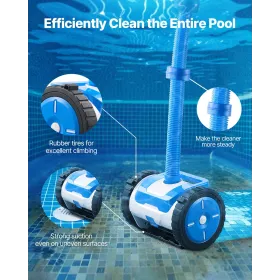 Suction Pool Cleaner Vacuum Cleaner 2 Wheels for In/Above-ground Pool