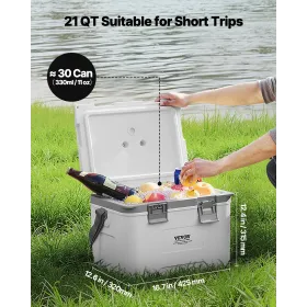 Portable Cooler 21 QT Insulated Cooler 30 Can Capacity with Handles Strap