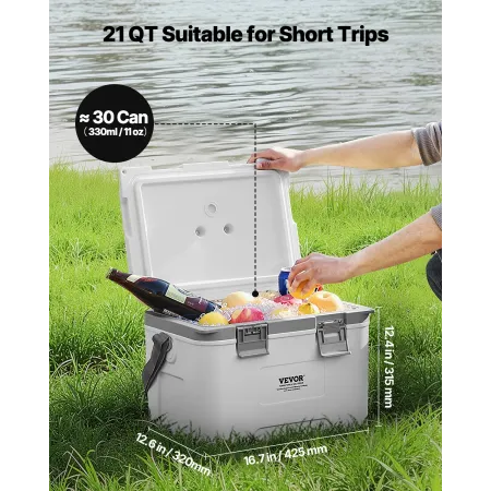 Portable Cooler, 21 QT Hard Cooler with Ice Retention, Heavy-Duty Handles and Strap, Lightweight Rigid Material Insulated Portab
