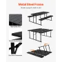  Foldable Picnic Table, 6 FT Folding Picnic Tables with Benches, Steel Outdoor Bench Set with Umbrella Hole, Large Outside 