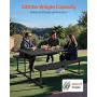  Foldable Picnic Table, 6 FT Folding Picnic Tables with Benches, Steel Outdoor Bench Set with Umbrella Hole, Large Outside 
