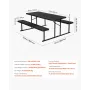  Foldable Picnic Table, 6 FT Folding Picnic Tables with Benches, Steel Outdoor Bench Set with Umbrella Hole, Large Outside 