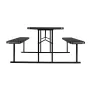  Foldable Picnic Table, 6 FT Folding Picnic Tables with Benches, Steel Outdoor Bench Set with Umbrella Hole, Large Outside 