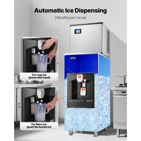 20 Lbs/Min Ice Dispenser 180 Lbs Storage Capacity Ice Bin for Ice Maker