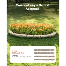 Faux Stone Landscape Edging 46.2 x 2.2 in Garden Lawn Edging for Walkway