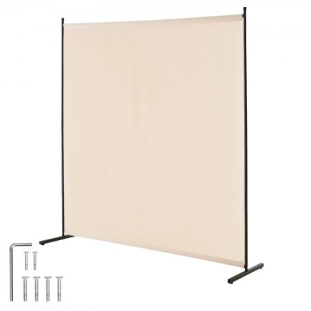 6ft Room Divider Single Panel Fabric Room Screen til Office Bedroom Beige
