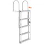 Aluminum Dock Ladder Boat Dock Ladder 66.9-78.9in Height Adjustable 5 Step