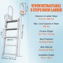 Aluminum Dock Ladder Boat Dock Ladder 66.9-78.9in Height Adjustable 5 Step