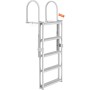 Aluminum Dock Ladder Boat Dock Ladder 66.9-78.9in Height Adjustable 5 Step