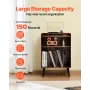 3-lags pladeafspiller med LED-lys & USB-porte træ vinylhylde