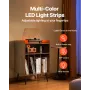 Record Player Stand with LED Light, 3 Tiers Turntable Stand with Charging Station & USB Ports, Holds up to 150 Albums, Vinyl Rec