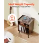 Record Player Stand with LED Light, 3 Tiers Turntable Stand with Charging Station & USB Ports, Holds up to 150 Albums, Vinyl Rec