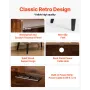 Record Player Stand with LED Light, 3 Tiers Turntable Stand with Charging Station & USB Ports, Holds up to 150 Albums, Vinyl Rec