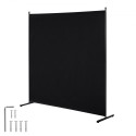 6ft Room Divider Single Panel Fabric Room Screen til Office Bedroom Black