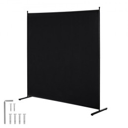6ft Room Divider Single Panel Fabric Room Screen til Office Bedroom Black