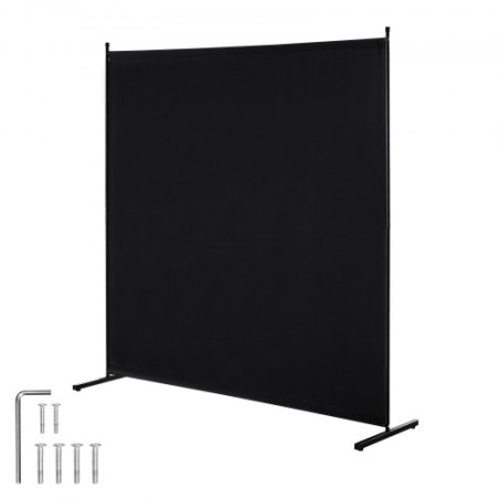 6ft Room Divider Single Panel Fabric Room Screen til Office Bedroom Black