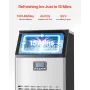 130lbs/24H Commercial Ice Maker, 45 Ice Cubes in 15 Minutes, Freestanding Ice Maker Machine with 33lbs Large Storage Capacity fo