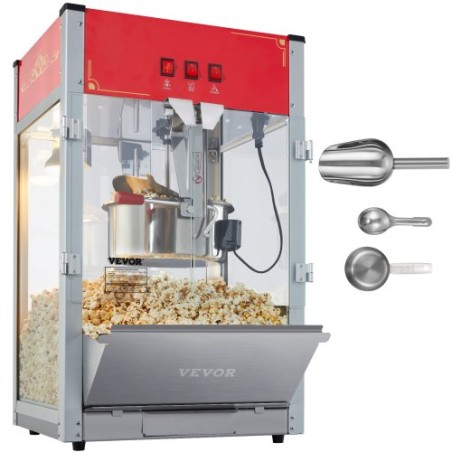 Popcorn Popper Machine Countertop Popcorn Maker 1440W 12 Oz 80 Cups Red