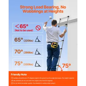 Telescoping Ladder Stainless Steel Extension Step 8.5ft Portable Ladders