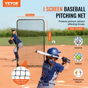 I Screen Baseball for Batting Cage, 7x4 ft Baseball Softball Safety Screen, Body Protector Portable Batting Screen with Carry