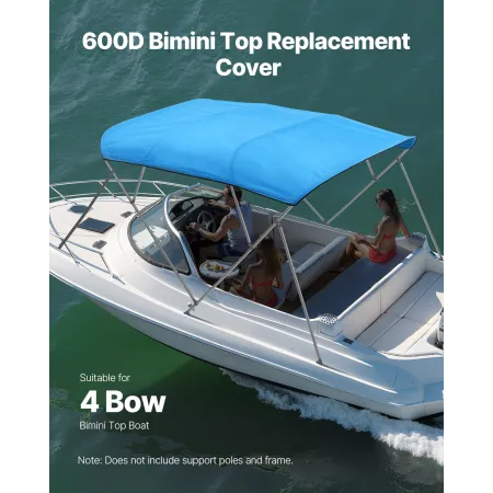 4 Bow Boat Bimini Tops 96 "LX (97" -103 ") W Markise Top