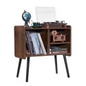 Record Player Stand 2-Tier Wooden Turntable Stand 3 Cabinets Black & Brown