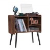 Record Player Stand 2-lags træplade Stand 3 Cabinets Black & Brown