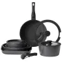 17 Piece Pots and Pans Set, Granite Nonstick Detachable Handle Cookware, Space Saving Induction Cookwares, Kitchen RV Cooking Se