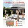 Gazebo Curtains Outdoor, 12' x 10' x 7.3' Gazebos, 4-Panel Sidewall Gazebo Privacy Curtains with Zippers, Outdoor Curtain Replac