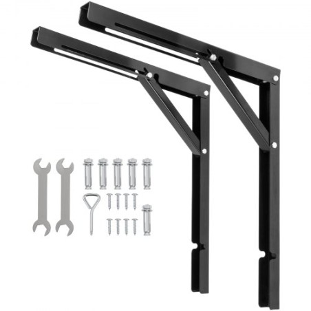 Folding Shelf Brackets 24 inch Pack of 2 Heavy Duty Folding Table Bracket Max.500 lbs Capacity Collapsible Shelf Brackets